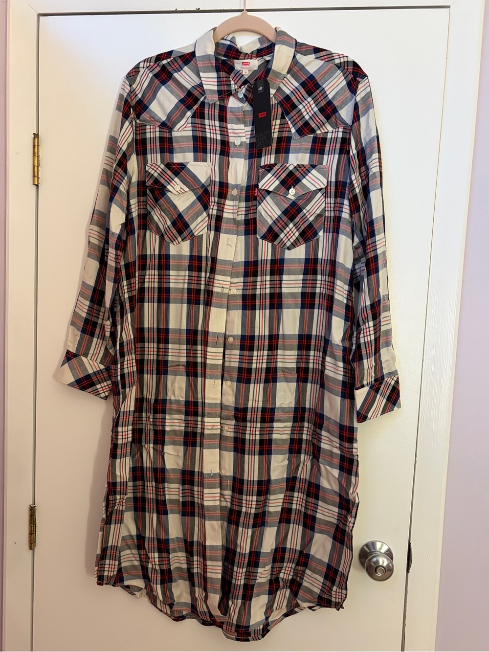 Levi’s Plaid Button-Down Shirt Dress BNWT